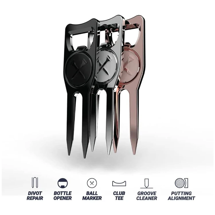 Oem Foldable Metal Pitch Divot Tool With Golf Ball Markers Magnetic Hat Clip Accessories Repair Custom Logo Golf Divot Tool