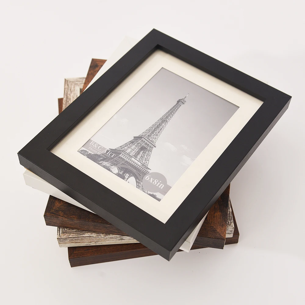 Home Hotel Decor 6x8 8x10 A4 Size Black White Brown Color Tabletop Display Simple Wood MDF Picture Frame for Family Photo