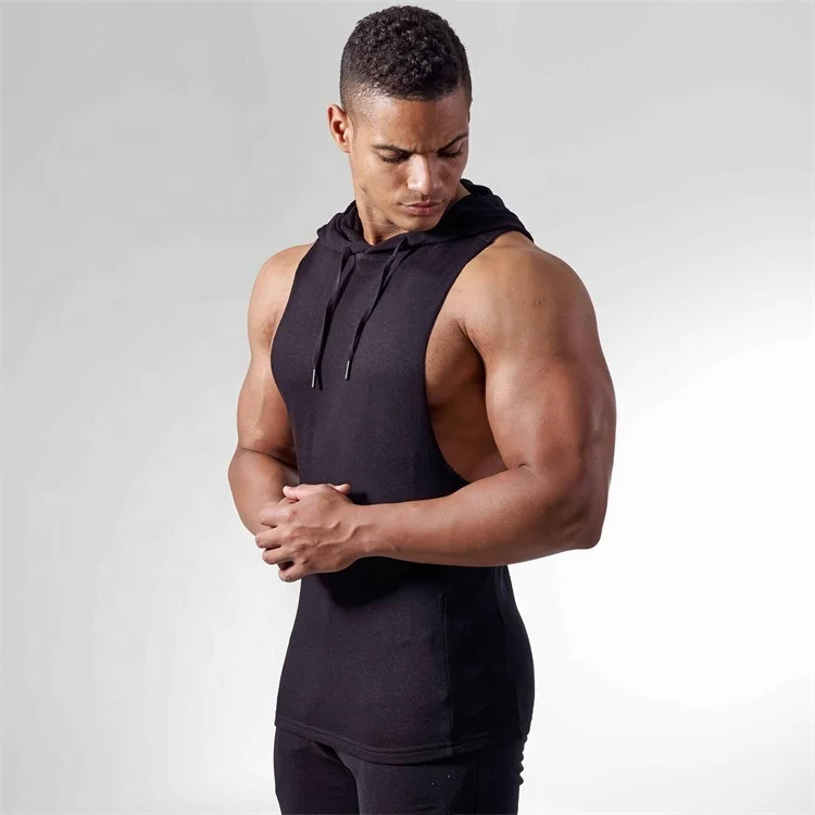 Оптовая продажа логотип Бодибилдинг Тренажерный Зал Мышцы для мужчин жилет с капюшоном Бег Стрингер майка фитнес