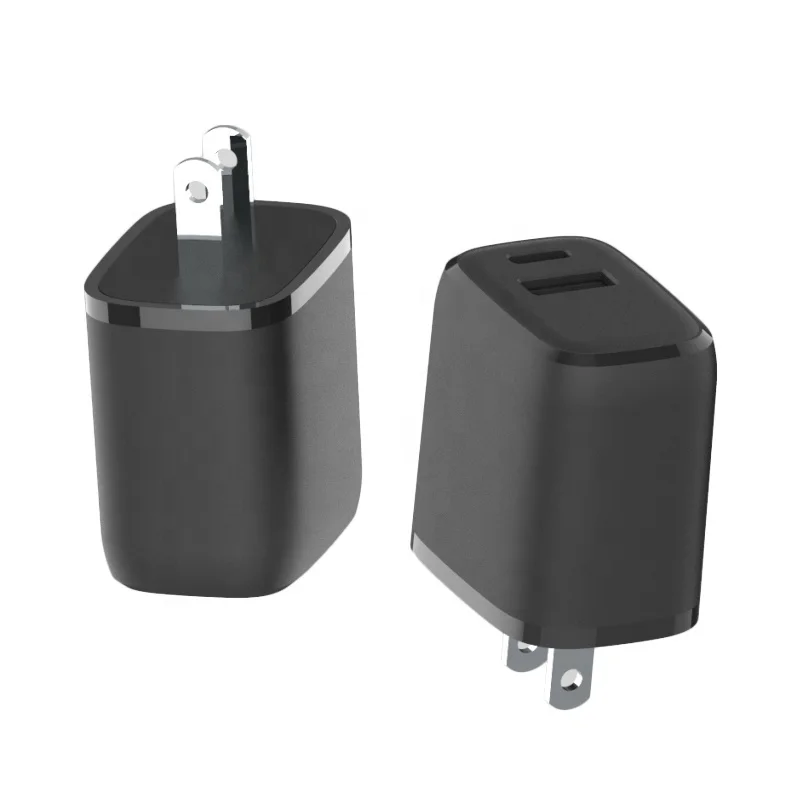 
GaN 30W 12 v wall travel c type black dual usb charger 