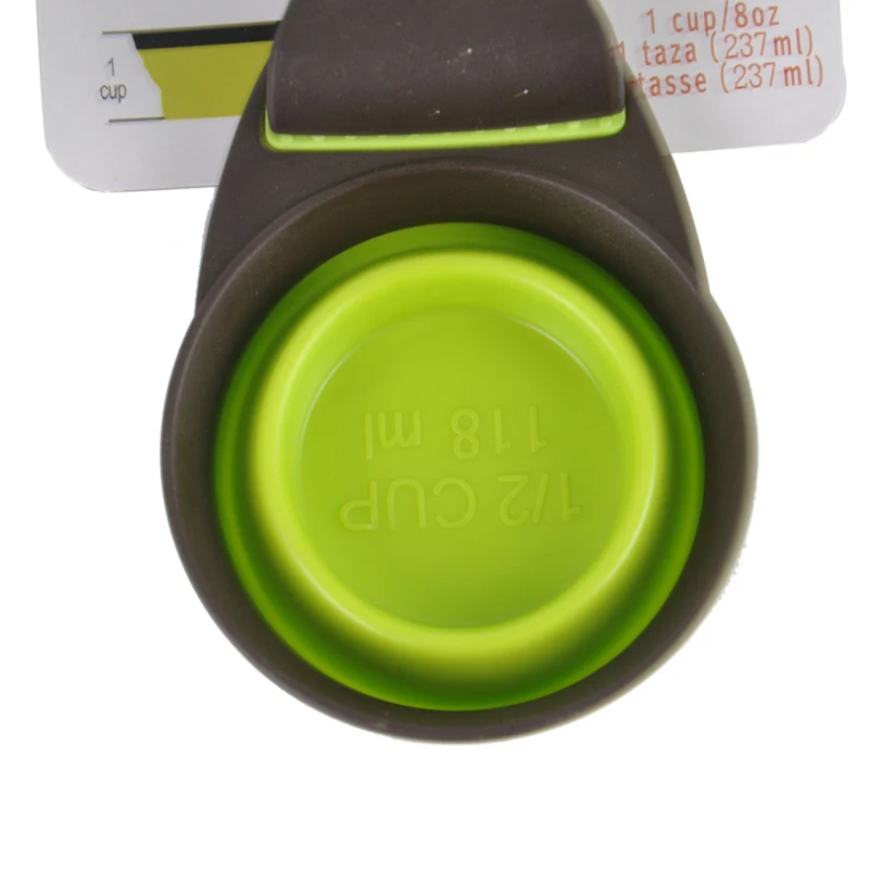 Складная Силиконовая миска для питомцев, портативная складная ложка с зажимом для еды собак и корма, можно измерить