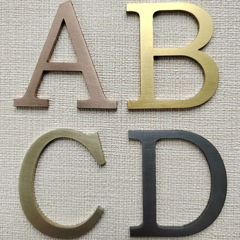 Customized 2358mm fine stainless steel solid word metal small word background wall antique brushed titanium gold sign word