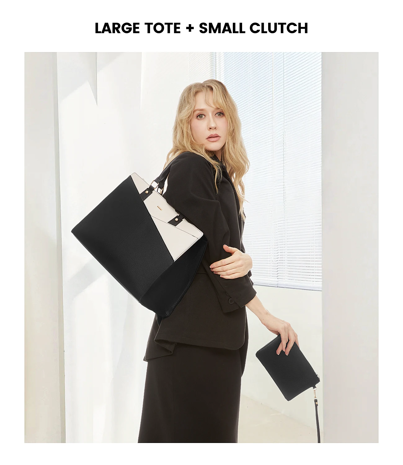 LOVEVOOK wholesale Large Bags 2pc Tote Bag Multi Use work shoulder laptop Tote handbags with compartments For Ladies and girls