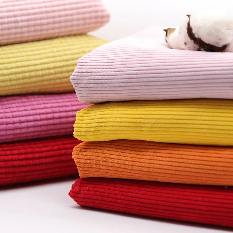 Factory Direct Sale Latest High Quality 8w Polyester Corduroy fabric stock lots for garments shirt pants