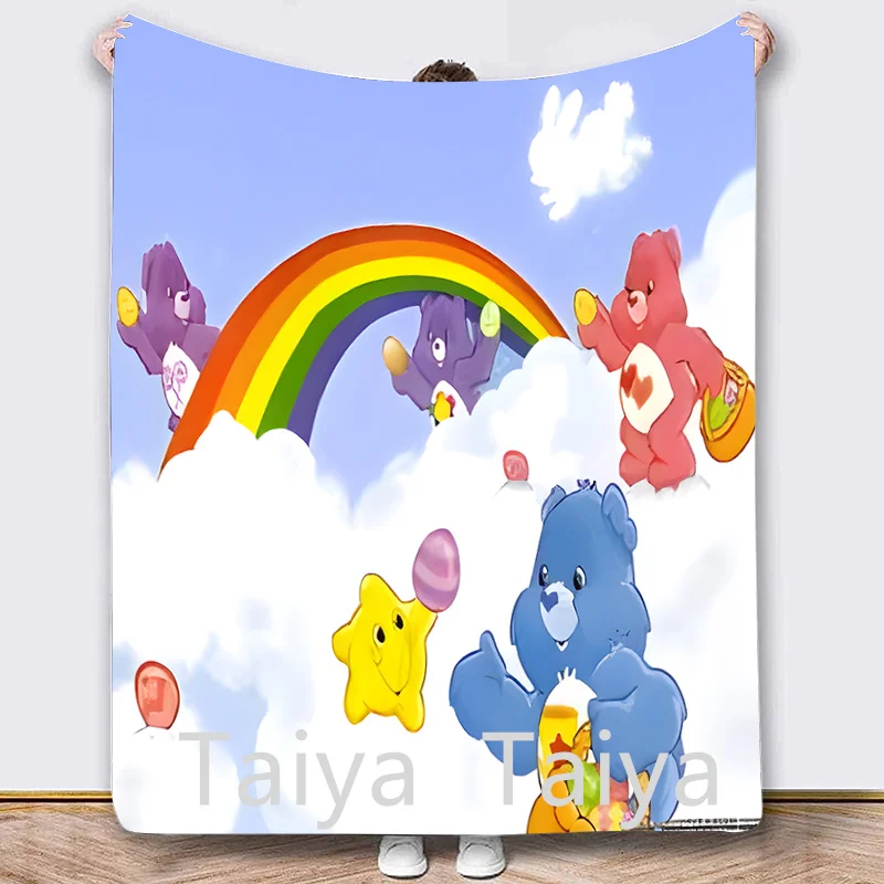 China Factory care bear cartoon Karol G Sherpa Blanket Double Layer Throw Blankets For Winter 4 season