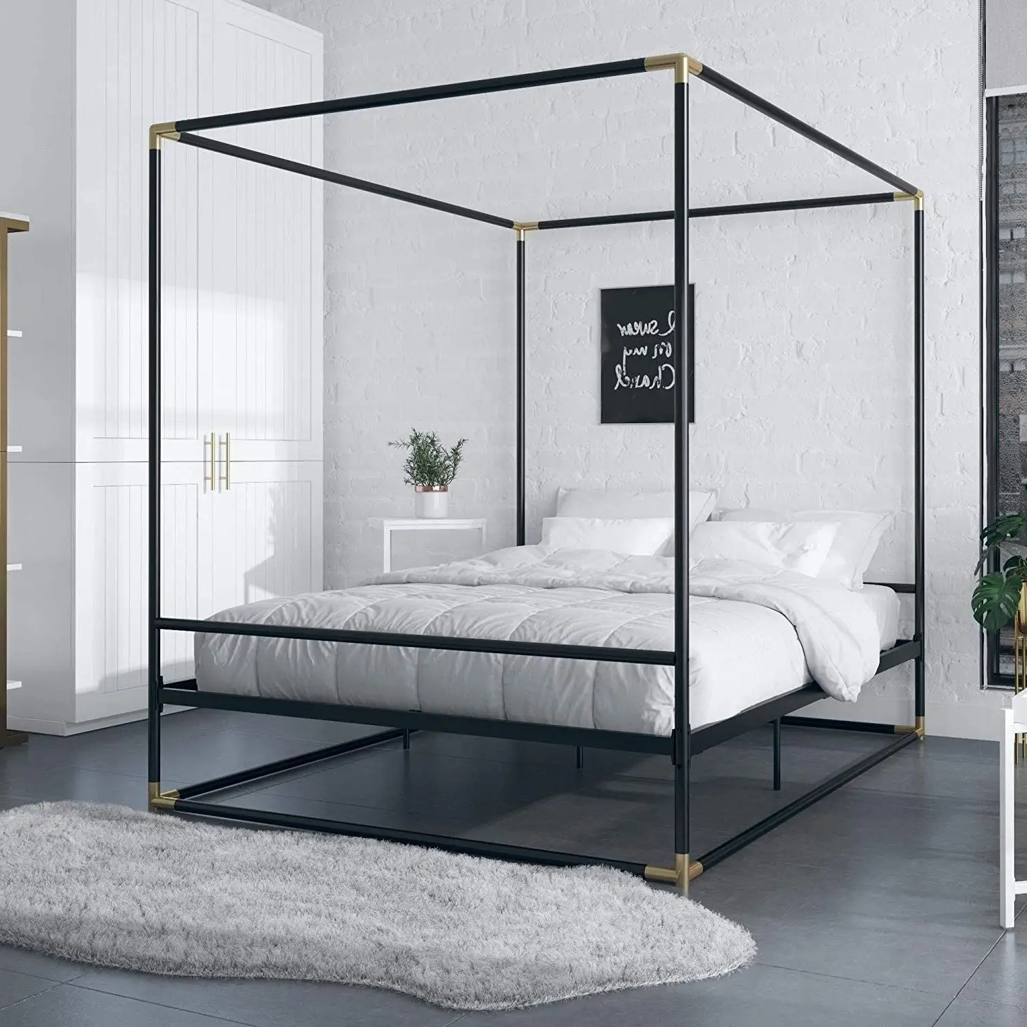Кузница королева Утюг с балдахином King Size отельного типа навес металлический каркас кровати