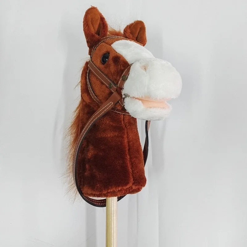 Custom design plush hobby horse head doll stick with music Manufacturer Plush Animal Horse