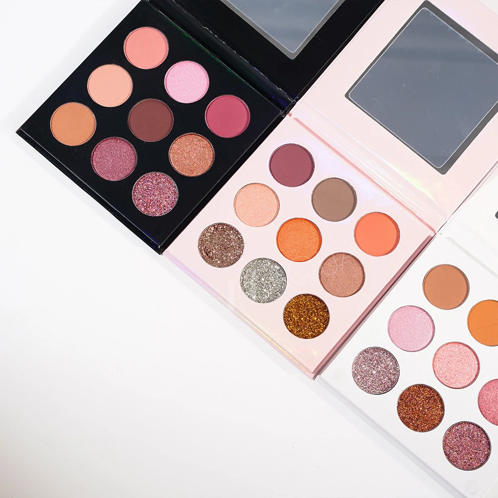 Low MOQ eye shadow palette Wholesale 9 colors high pigment pallet custom private label makeup eyeshadow palette