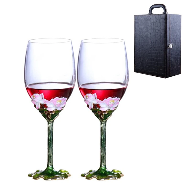 Promotional long stem wine glass set luxury wine glass set for gift