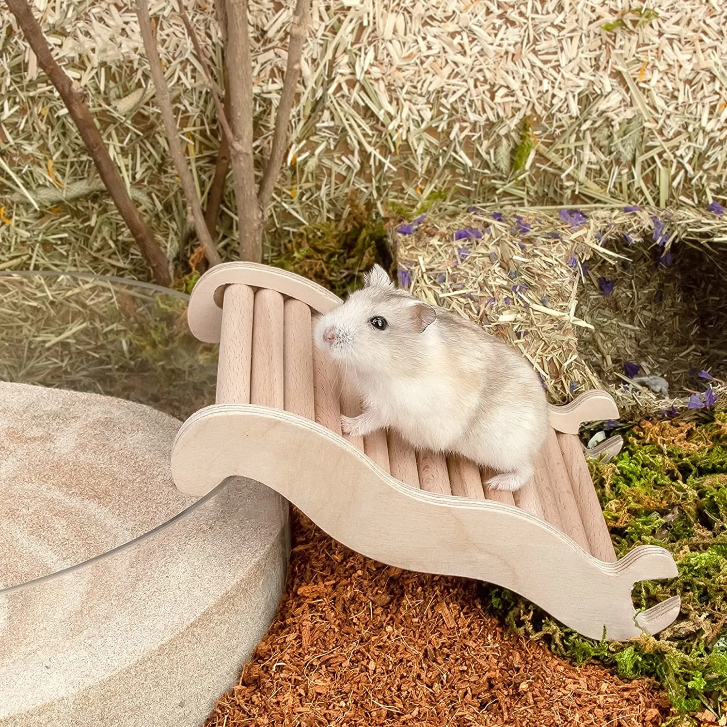 Wooden Ladder Bridge Hamster Rock Climbing Toy for Hamsters and Small Animals