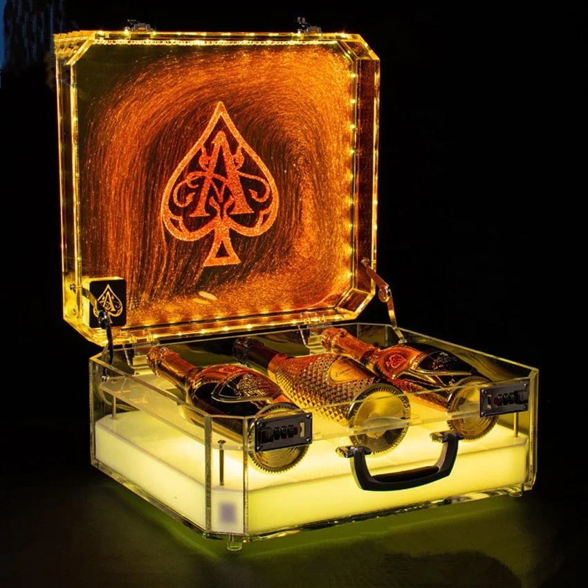 3 бутылки перезаряжаемые светодиодные Тузы лопатки для презентаций бутылок шампанского чехол ночного клуба вечеринки