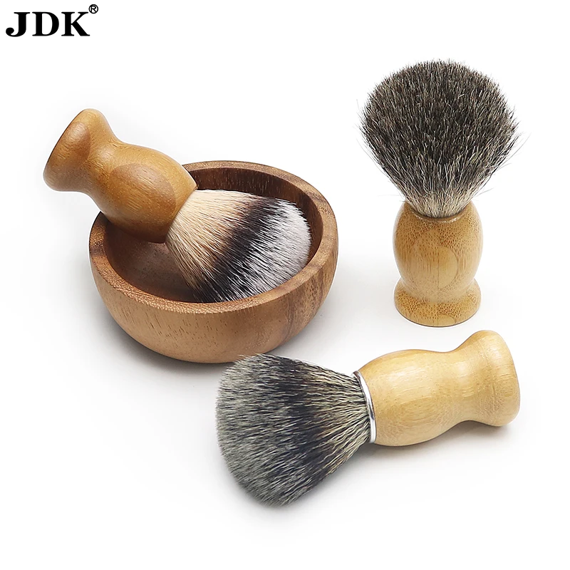 Кисть для бритья JDK с ультра-мягкой синтетической щетиной и черной ручкой из искусственной слоновой кости использования кремом идеальной пенки