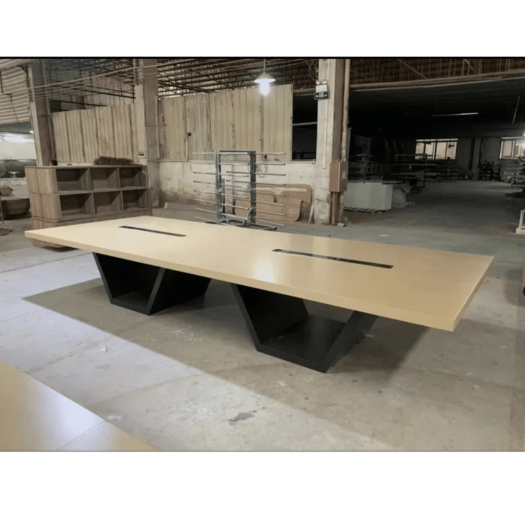Yellow Desk Top Hot Sale Standing Conference Table 14 Seat MDF Boardroom Furniture