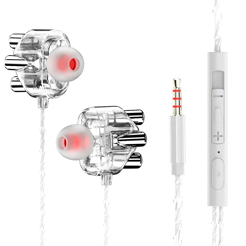 Quality Transparent 3.5mm Dual Speaker Wired Ear Phone Headphones Earphone