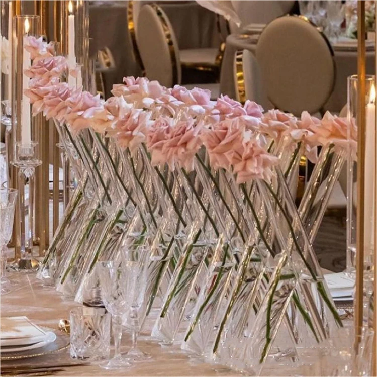 Glass Flower Vase Crystal Tripod Vase Party Decoration 3 Vases In 1 Floral Event Decor