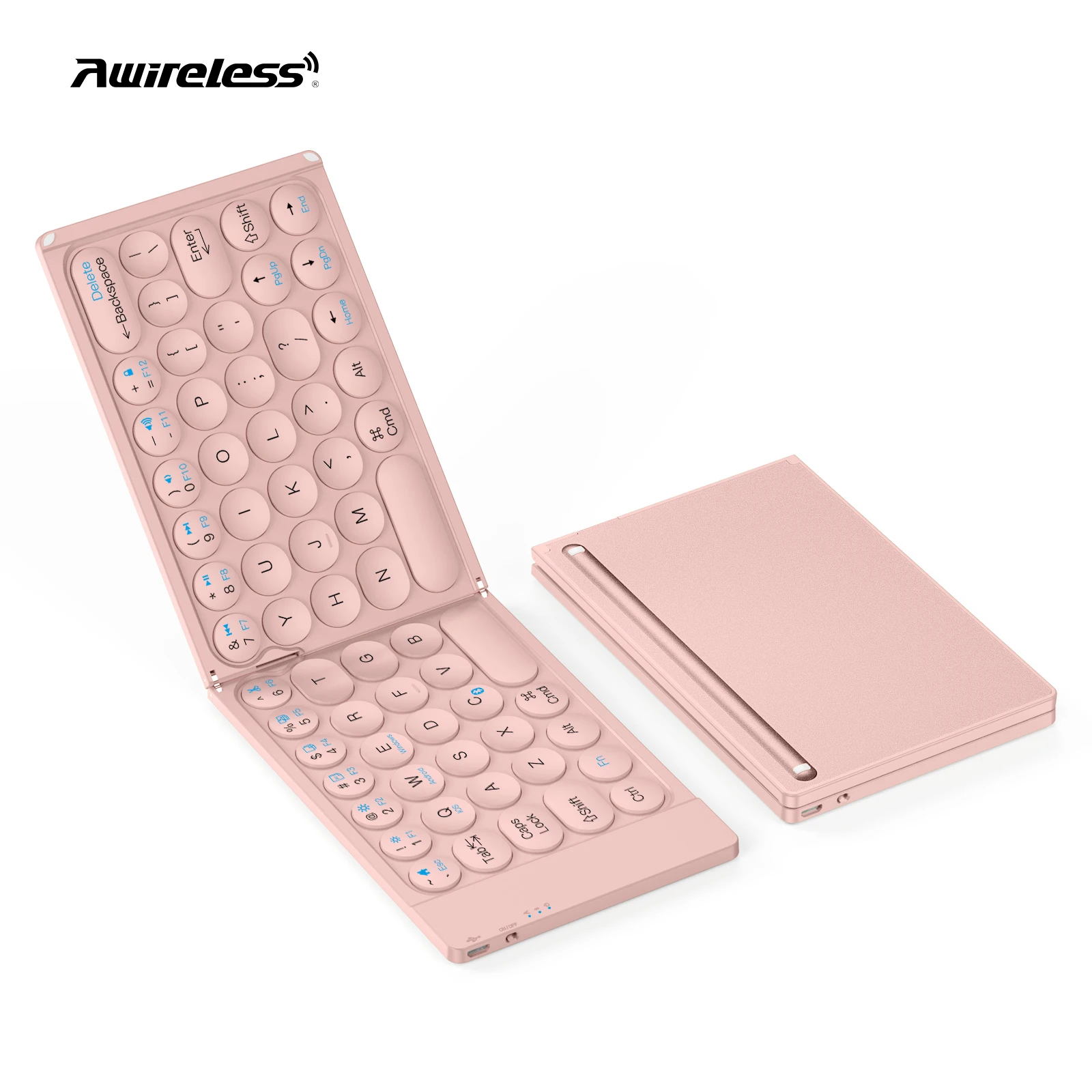Awireless Oem Portable Ultrathin Wireless Bluetooth Keyboard Rechargeable Mini Foldable Keyboard For Samsung Apple Xiaomi Tablet