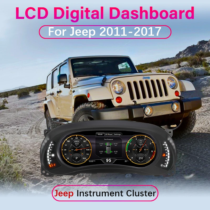 Linux system 12.3-inch LCD digital dashboard  For Jeep Wrangler 2011-2017 Virtual cabin cluster odometer Interior Retrofit kit