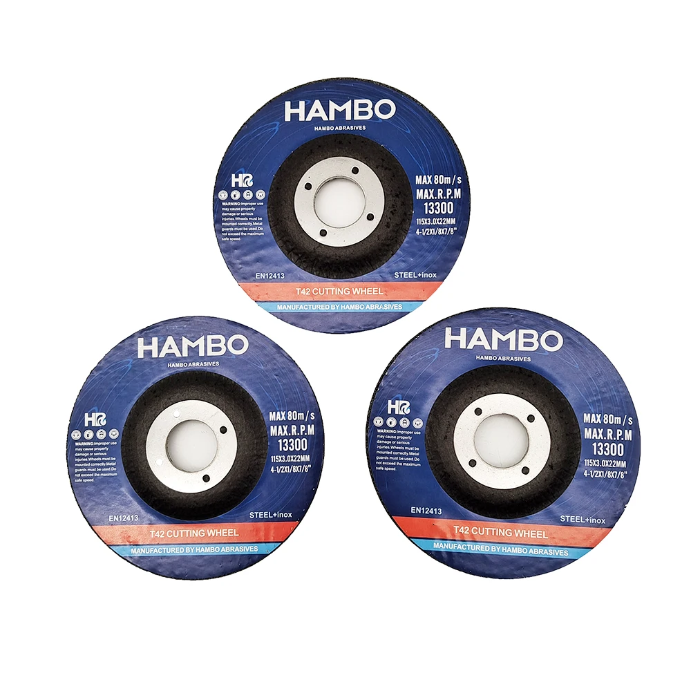 HAMBO Premium Abrasive Cutting Disc Stainless Steel 115X3.2X22MM 4.5 Inch for  Metal T42 Depressed Center Cutting Grinding Wheel