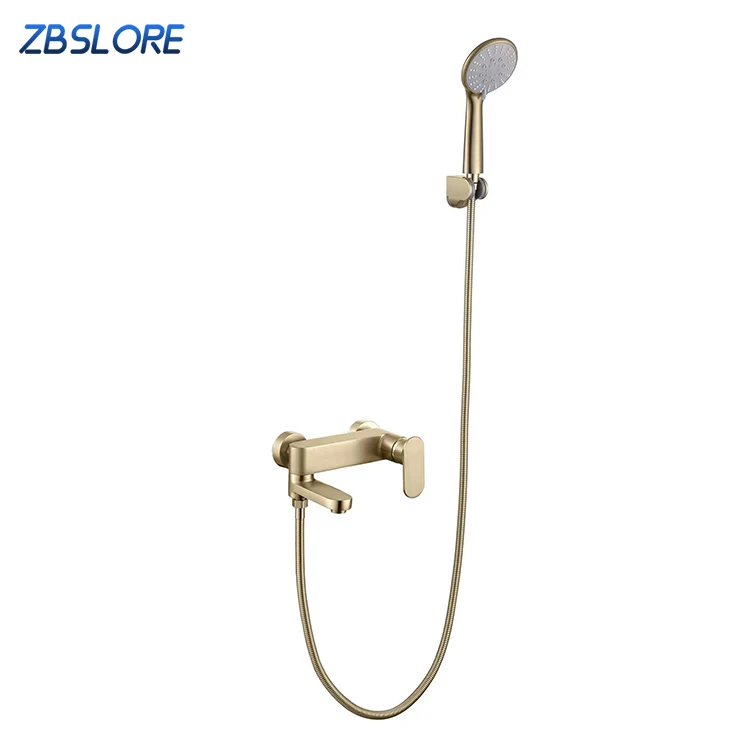 Wholesale Bathtub Shower Mixer In-wall Mounted Brass 59 Bathtub Shower System In Brush Gold