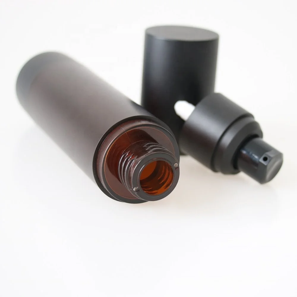 
15ml 30ml 50ml 80ml 100ml 120ml Matt Amber Black Airless Serum Pump Bottle for Cosmetic Packaging 