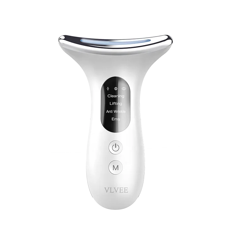 Beauty equipment wholesale New Ultrasonic 3 Colors LED Light Heating EMS Microcurrent Face Neck Lifting Massager