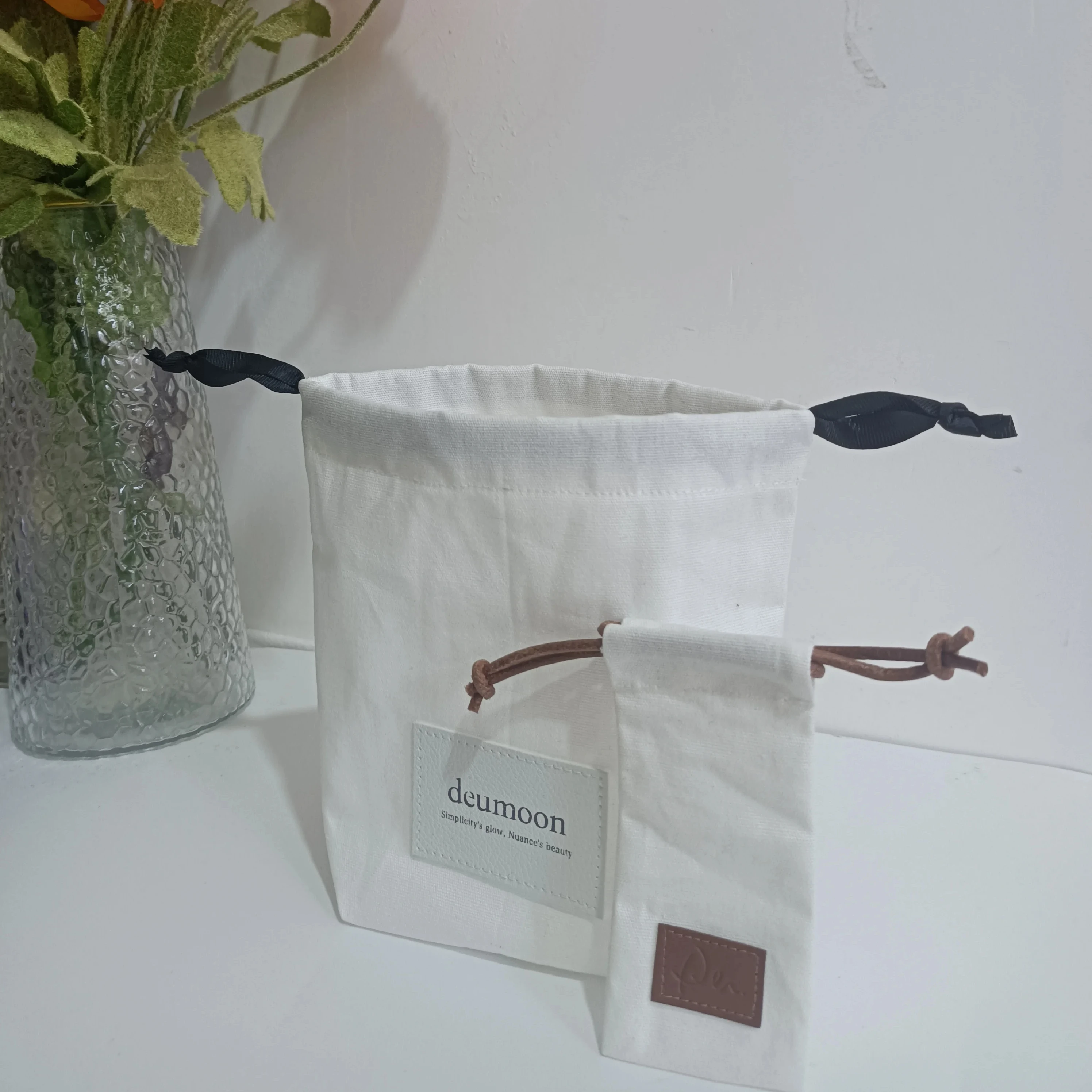 Muslin Drawstring Pouch Bag in Stock Jewelry Package Cheap Price Cotton Biodegradable Screen Printing Promotion