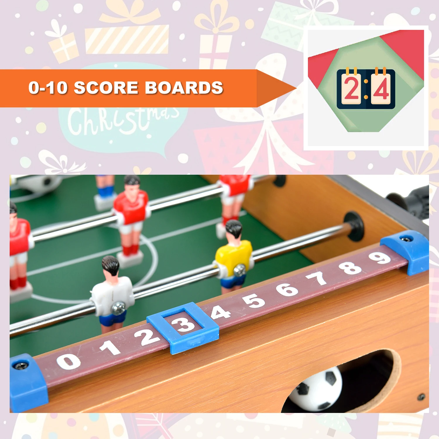 WIN.MAX MDF Mini Soccer Table, Mini Foosball For Table Game