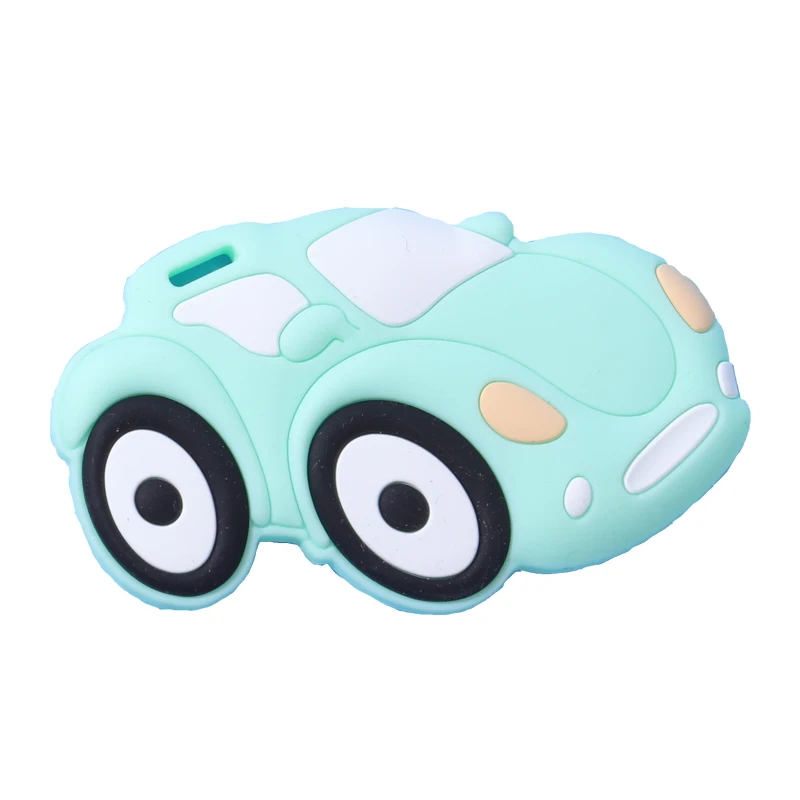 2021 new design  hot sale customized soft food grade sensory BPA free yellow race car silicone baby teether toy