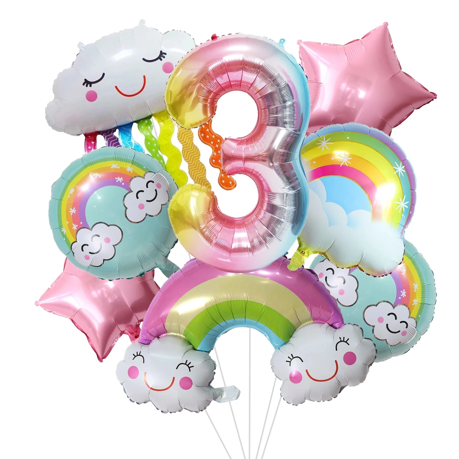 8-Piece 3rd Birthday Balloons Set for Decorations & Party Accessories