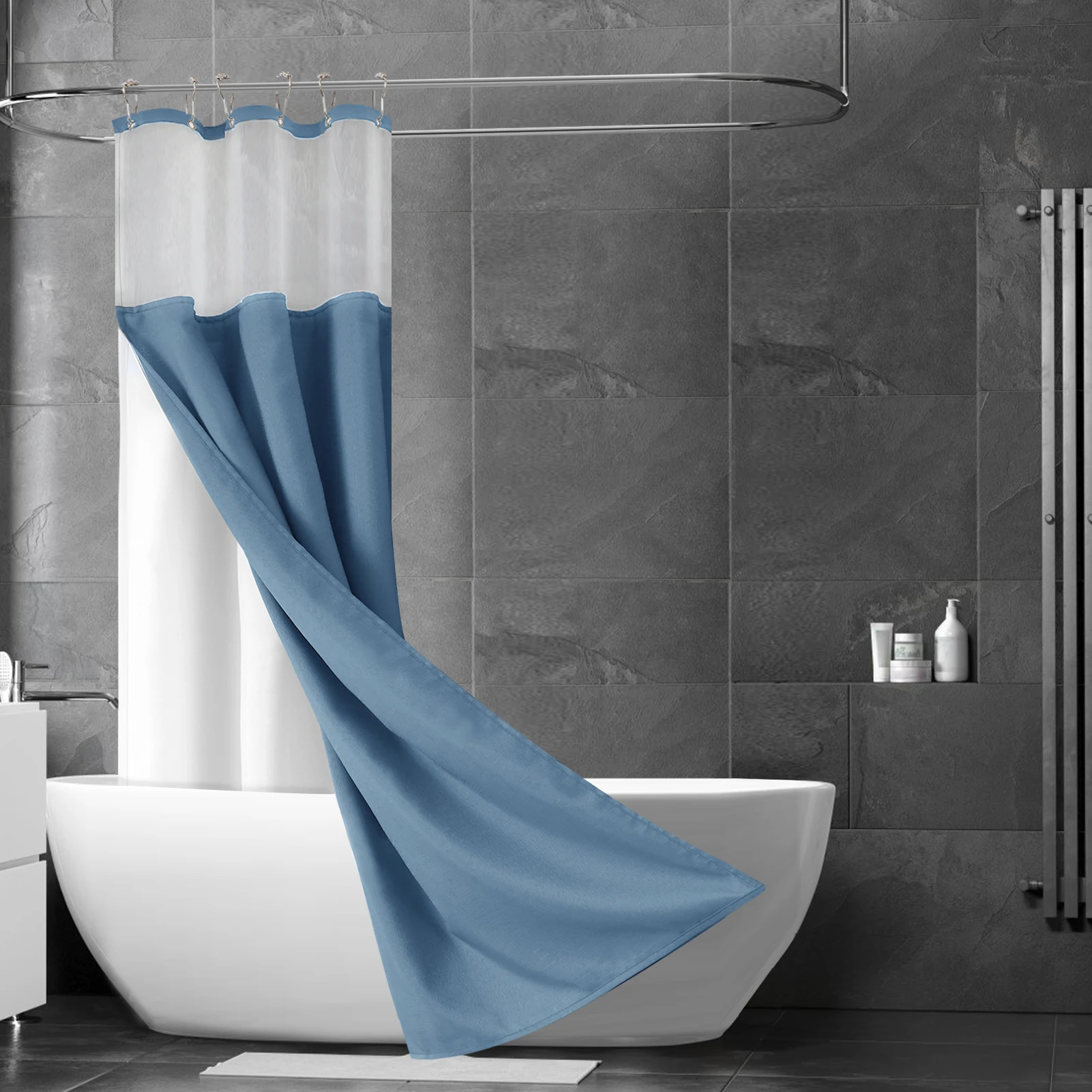 Водонепроницаемая душевая занавеска для ванной с подкладкой 72 дюйма машинная стирка 12