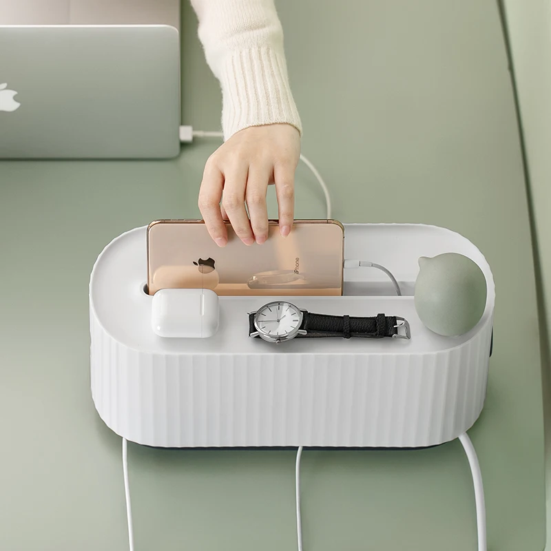 Multipurpose Simple HIPS Large Capacity Cable Organizer Box to Hide Patch board at Home Office Desk Cable Management Organizer