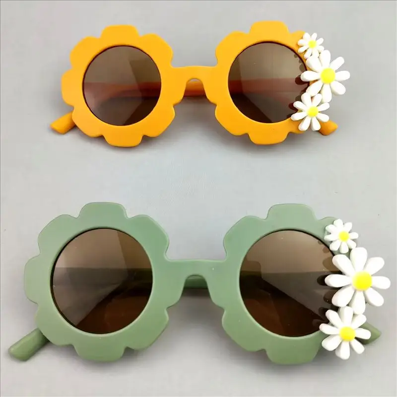 New Children Colorful Vintage Flowers Daisy Sunglasses UV400 Girls Boys Fashion Promotional Kids Sunglasses