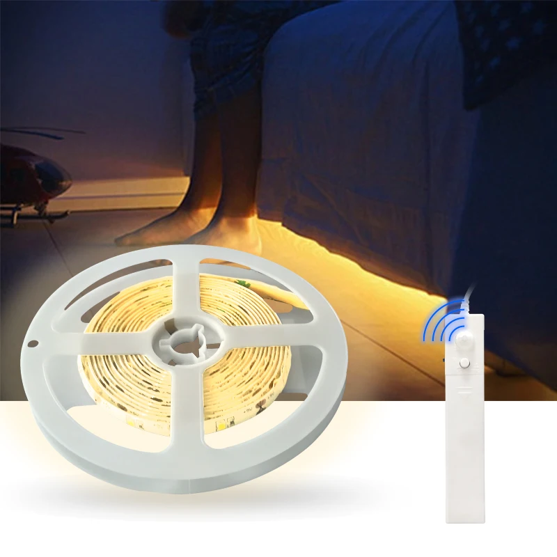 
Under bed light PIR motion sensor led strip light battery powered 230v warm white led strip 