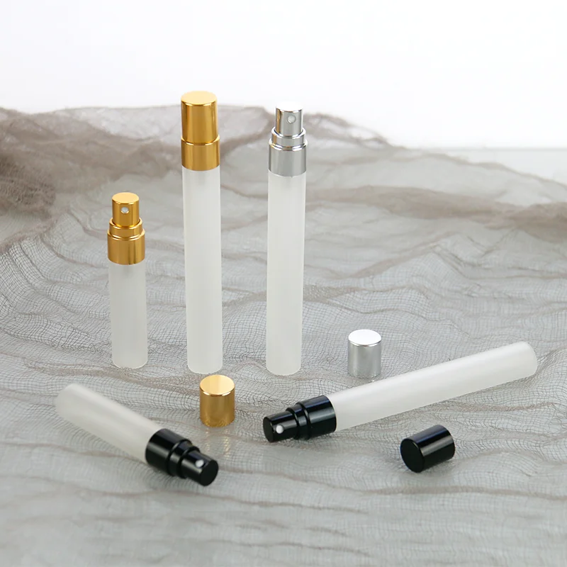 Small Matte Clear Pen Shape 5ml 10ml Cosmetic Skincare Facial Toner Glass Spray Perfume Bottles with Fine Mist Spray Pump