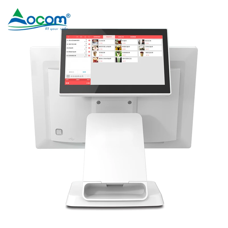 card reader windows 17 inch desktop dual touch screen smart pos systems