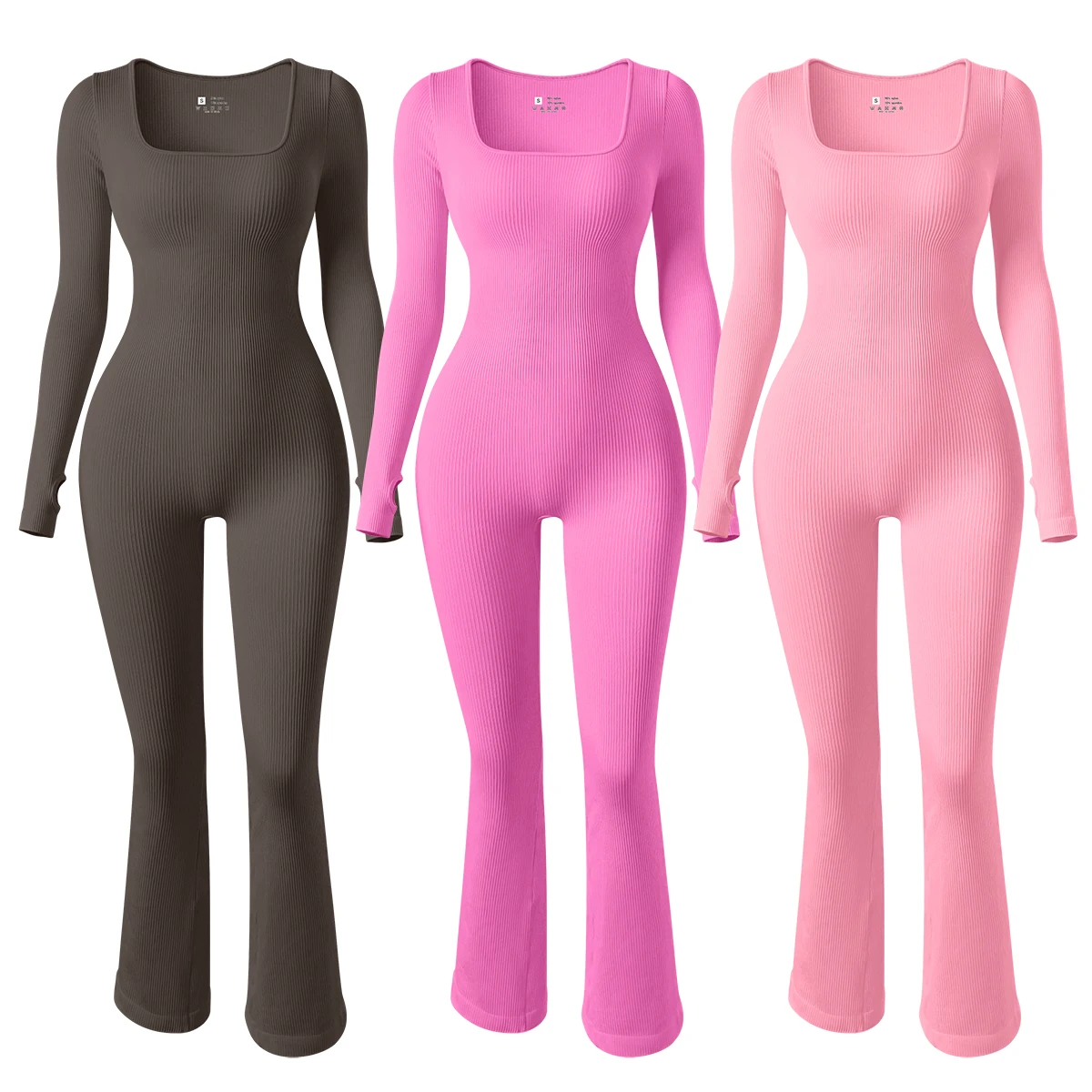 New Arrivals Sports Wear For Women Flared Pants Jumpsuits Square Shaped Neck Gym Rompers