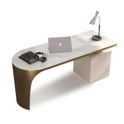 Office Desk Furniture Executive Luxury Design Modern L-Shaped Computer Sintered stone Desk Luxury Executive Home Office Desk