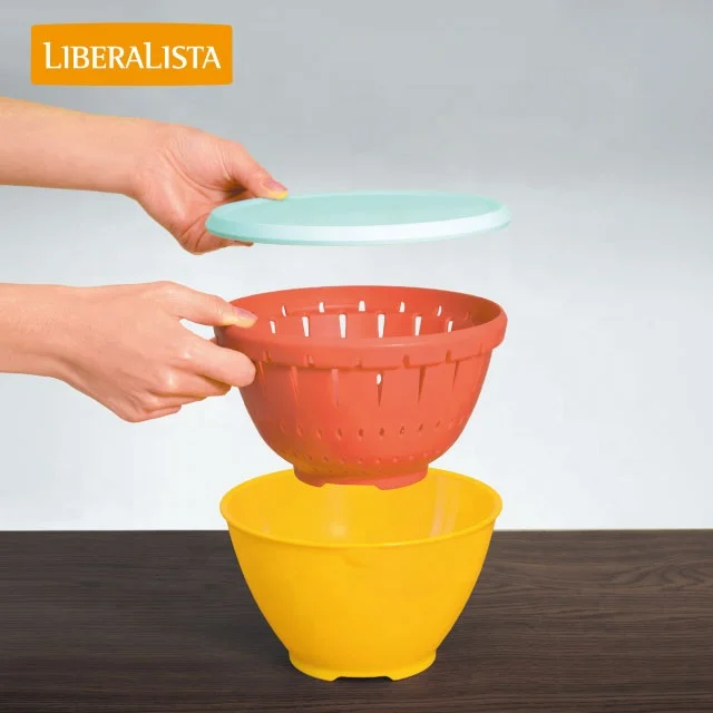 
Convenient kitchen tools bowl colander lid set for preparing , antibacterial treatment 