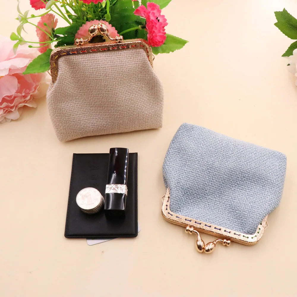 Custom Logo Candy Coin Pouch Women Wallet Lock Cosmetic Bag Clasp Clutch Coin Purse Buckle Snap Closure Lipstick Bag