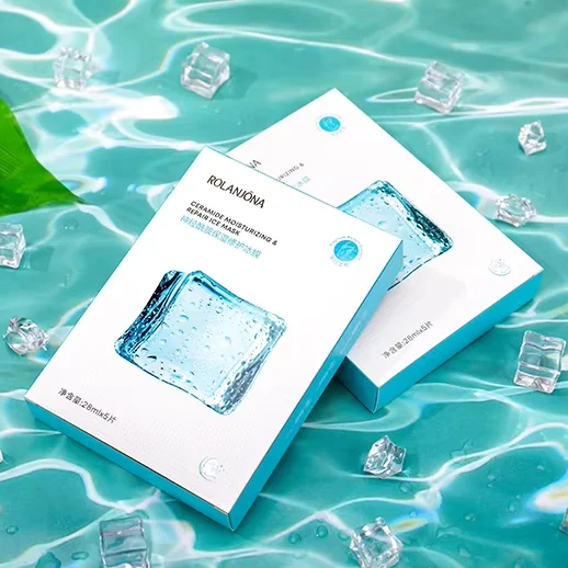 New Arrival Rolanjona Private Label Cool Skin Care Hydrating Soothes Moisturizing Shrink Pore Anti Puffiness Ice Face Sheet Mask