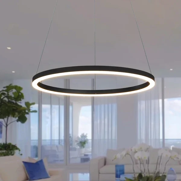 European Style High Hanging Circle Decoration Nordic Led Pendant Light Ceiling Crystal Acrylic Chandelier For Kitchen