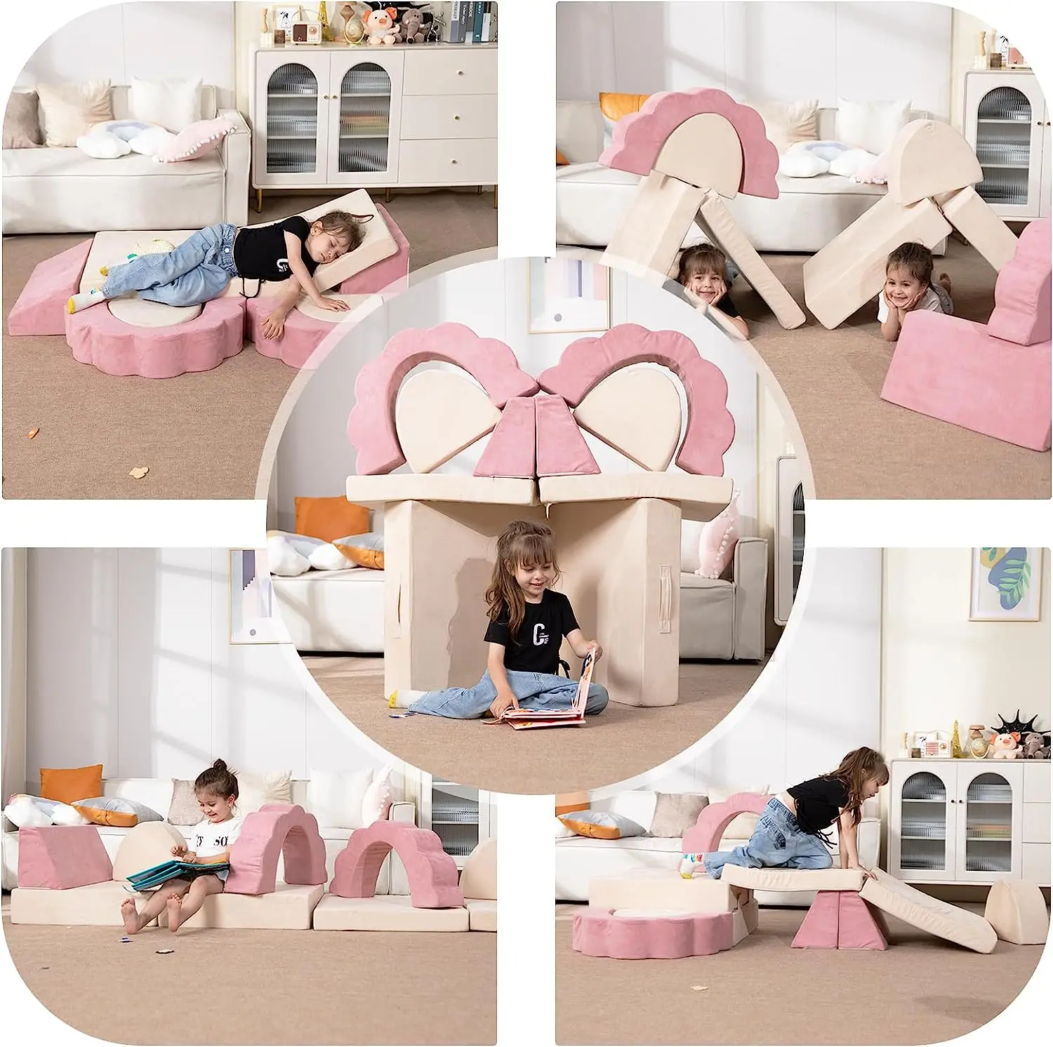 Multifunctional Detachable Kids Modular Sofa Kids 3 In 1 Sofa Bed Indoor Soft Play Chair Bed