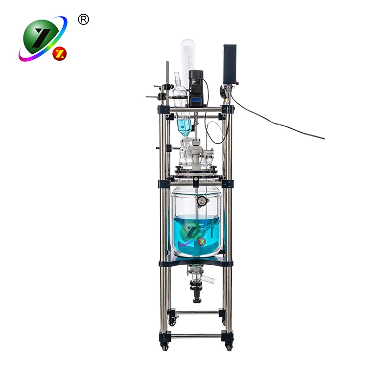 Chemical 10l jacketed double layer glass reactor vessel design