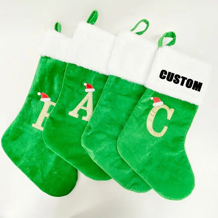 Hanging Stocking Santa Candy Gift Bag Party ornamental Manufacturer Custom Logo Printed cute christmas stockings