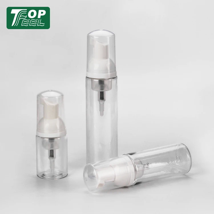 60ml 80ml 100ml Round solid white pet plastic foaming pump packaging bottle with foam pump