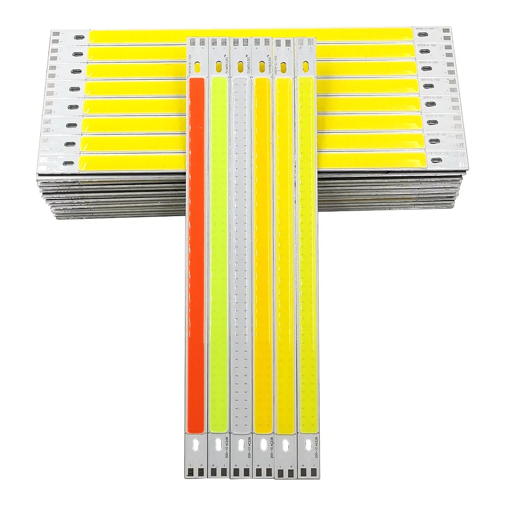 200mm COB LED Strip 12V Lamp 10W 1000LM Red Blue Green Yellow White Color LED Bar Lights for Car Bulbs Worklamp Decor Lighting