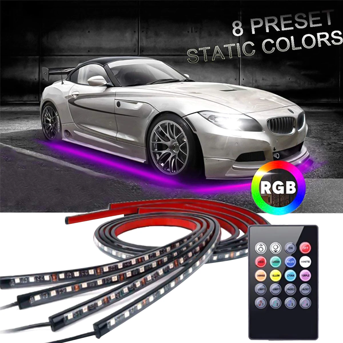 APP Control Universal Car Waterproof Led Strip Light Flexible Underglow RGBIC Dream Color Car Decoration Lights