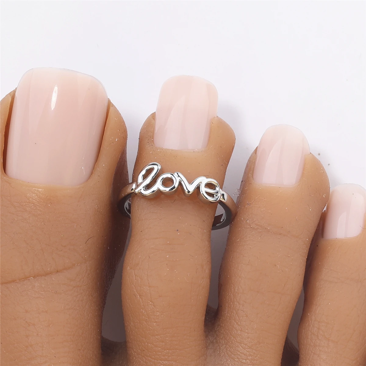 LOVE Toe Ring for Women 18K Gold Plated Jewelry Small Size Adjustable Open Tail Stacking Rings Summer Beach Foot Jewelry