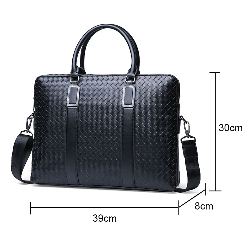 Factory Wholesale Unique Design Fashion Black Handbag Large Capacity Luxury Men Business Bags Leather Briefcase