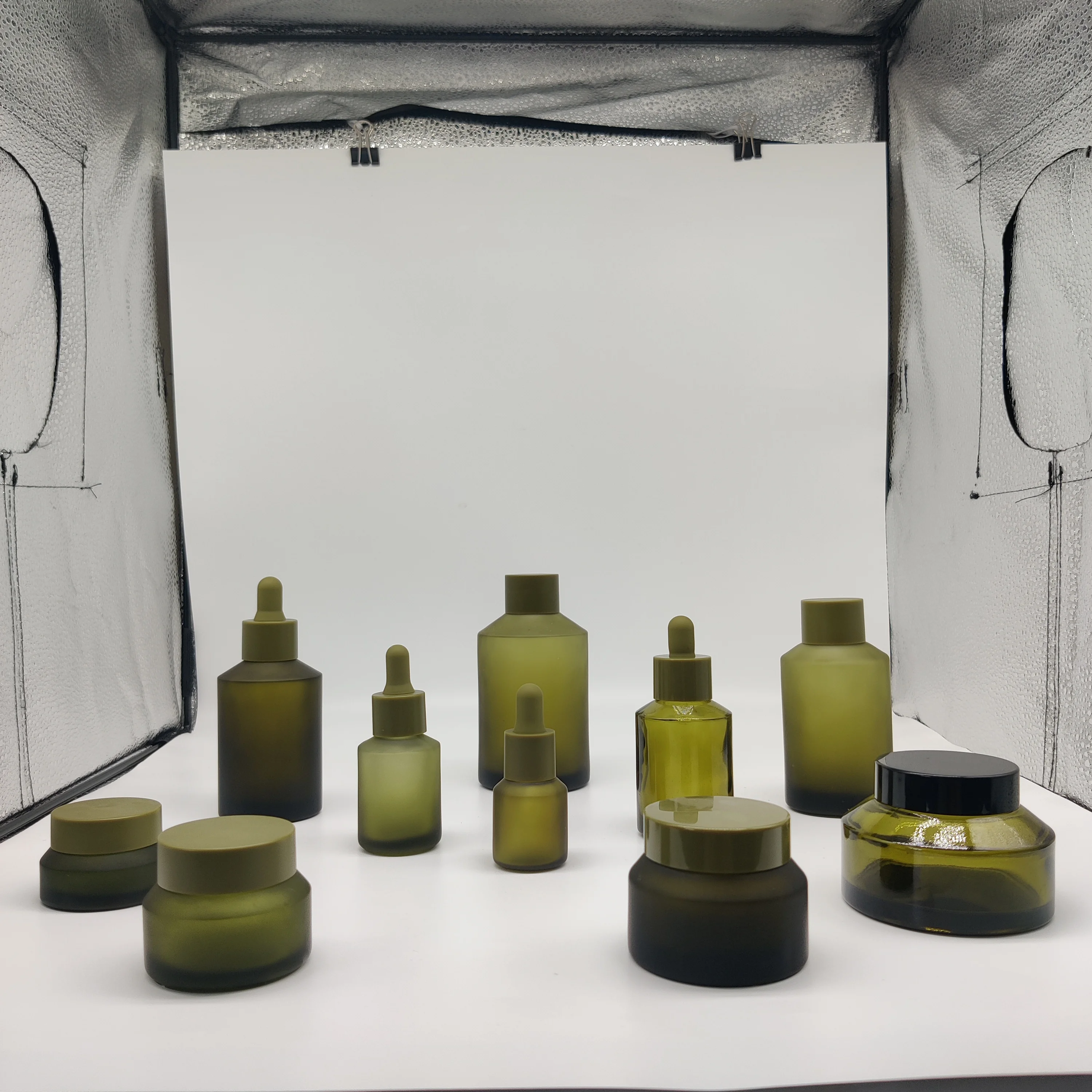 cosmetic container black glass jar black frosted glass bottle